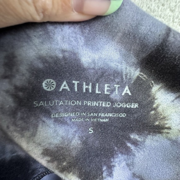 Athleta Jogger Womens Small Gray SALUTATION Printed Pant Elastic Waist Stretch - Picture 11 of 13